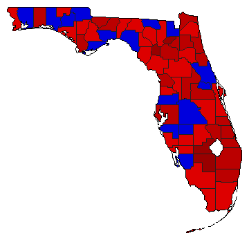 1940 Florida County Map of Democratic Runoff Election Results for Governor