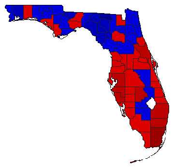 1978 Florida County Map of Democratic Runoff Election Results for Secretary of State
