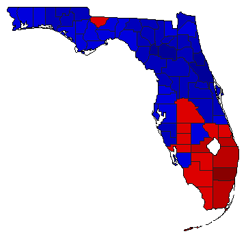 1986 Florida County Map of Democratic Runoff Election Results for Attorney General