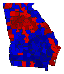 2004 Georgia County Map of Democratic Runoff Election Results for Senator