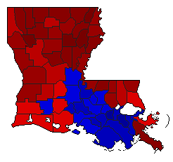 1964 Louisiana County Map of Democratic Runoff Election Results for Governor