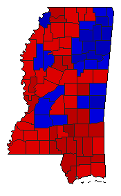 2007 Mississippi County Map of Democratic Runoff Election Results for State Auditor
