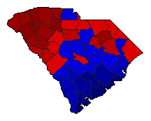 1994 South Carolina County Map of Democratic Runoff Election Results for Governor