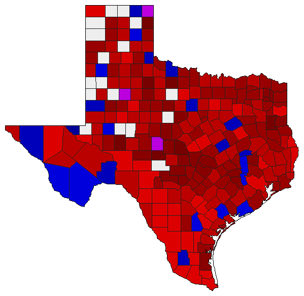 2012 Texas County Map of Democratic Runoff Election Results for Senator
