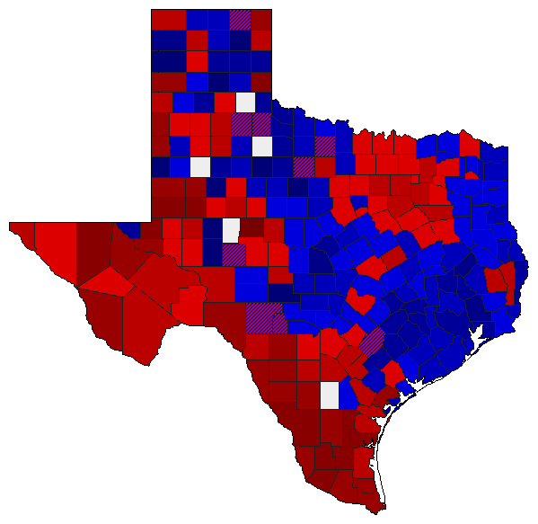 2018 Texas County Map of Democratic Runoff Election Results for Governor