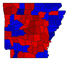 1994 Arkansas County Map of Democratic Runoff Election Results for Secretary of State