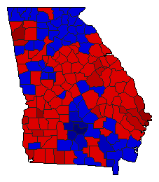 2014 Georgia County Map of Republican Runoff Election Results for Controller