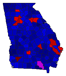 1996 Georgia County Map of Republican Runoff Election Results for Senator
