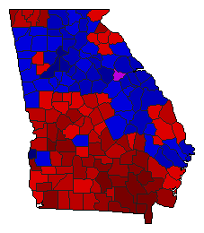 1994 Georgia County Map of Republican Runoff Election Results for Governor