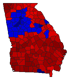1998 Georgia County Map of Republican Runoff Election Results for Lt. Governor