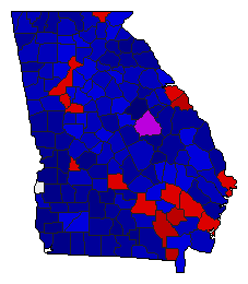 2002 Georgia County Map of Republican Runoff Election Results for Secretary of State