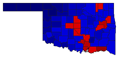 1986 Oklahoma County Map of Republican Runoff Election Results for Lt. Governor