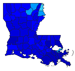 2015 Louisiana County Map of Open Primary Election Results for Insurance Commissioner