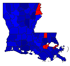 2015 Louisiana County Map of Open Primary Election Results for Agriculture Commissioner