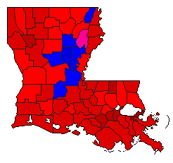 2003 Louisiana County Map of Open Primary Election Results for Lt. Governor