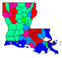 2015 Louisiana County Map of Open Primary Election Results for Lt. Governor