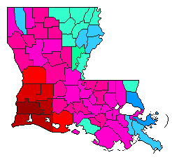 1991 Louisiana County Map of Open Primary Election Results for Attorney General
