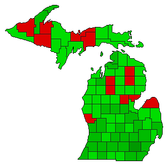 2002 Michigan County Map of Open Primary Election Results for Referendum
