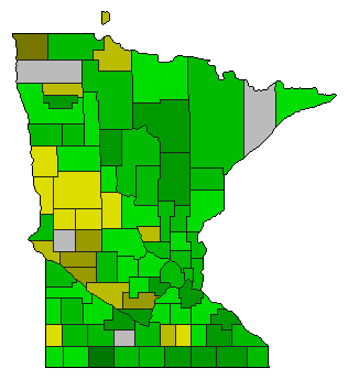 2012 Minnesota County Map of Open Primary Election Results for Senator