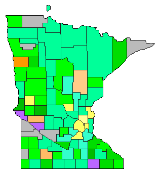 2014 Minnesota County Map of Open Primary Election Results for Senator