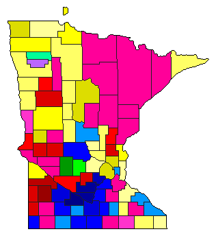 1924 Minnesota County Map of Open Primary Election Results for Governor