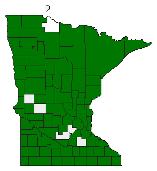 1912 Minnesota County Map of Open Primary Election Results for Lt. Governor