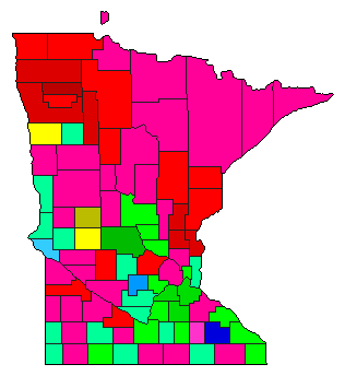 1924 Minnesota County Map of Open Primary Election Results for State Treasurer