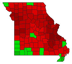 2018 Missouri County Map of Open Primary Election Results for Referendum