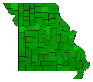 2010 Missouri County Map of Open Primary Election Results for Initiative