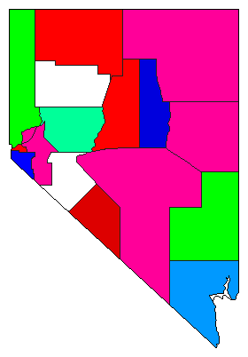 1910 Nevada County Map of Open Primary Election Results for Governor