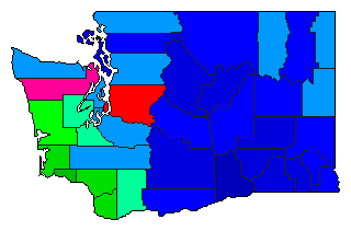 1988 Washington County Map of Open Primary Election Results for Senator