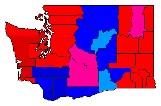 1998 Washington County Map of Open Primary Election Results for Senator
