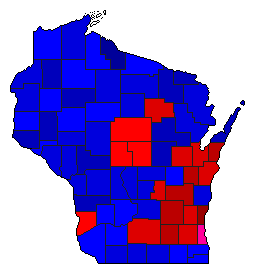 1914 Wisconsin County Map of Open Primary Election Results for Senator