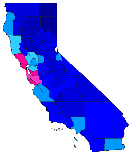 2022 California County Map of Open Primary Election Results for Controller