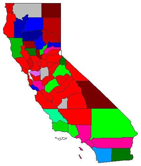1994 California County Map of Open Primary Election Results for Governor