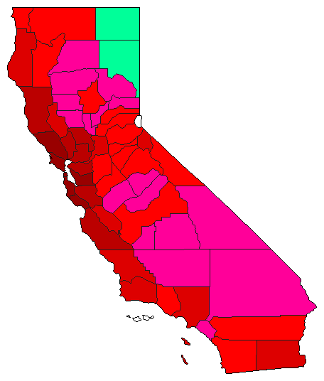 2014 California County Map of Open Primary Election Results for Governor