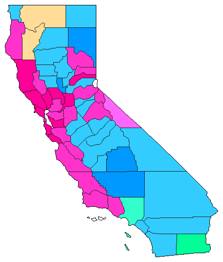 2018 California County Map of Open Primary Election Results for Lt. Governor