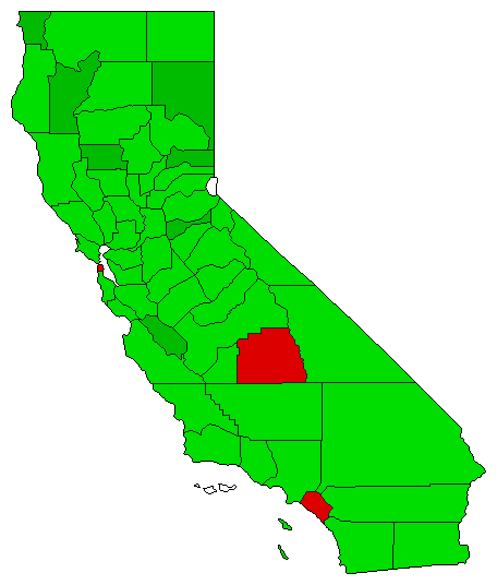 2010 California County Map of Open Primary Election Results for Initiative