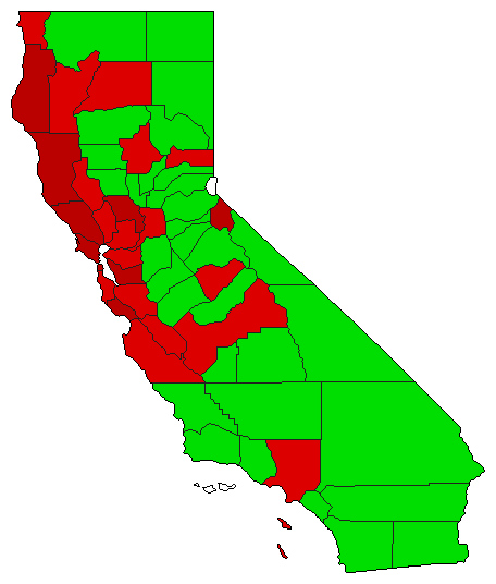 2010 California County Map of Open Primary Election Results for Initiative