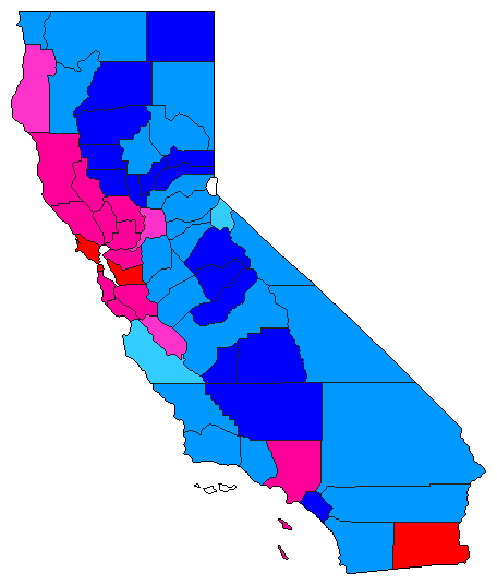 2016 California County Map of Open Primary Election Results for Secretary of State