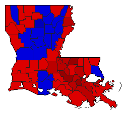 1983 Louisiana County Map of Open Runoff Election Results for Insurance Commissioner