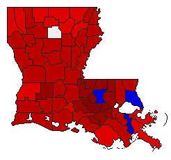 1983 Louisiana County Map of Open Runoff Election Results for Lt. Governor