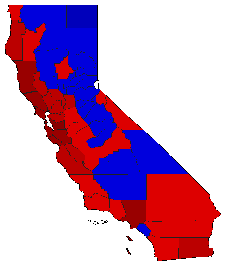 2008 California County Map of Open Runoff Election Results for State Auditor