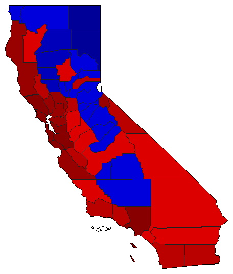 2020 California County Map of Open Runoff Election Results for State Auditor