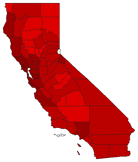 2022 California County Map of Open Runoff Election Results for State Auditor