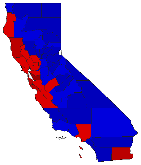 2002 California County Map of Open Runoff Election Results for Governor