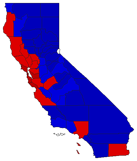 2002 California County Map of Open Runoff Election Results for Lt. Governor