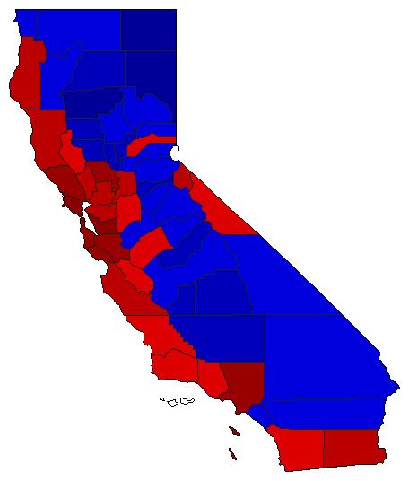 2018 California County Map of Open Runoff Election Results for Attorney General