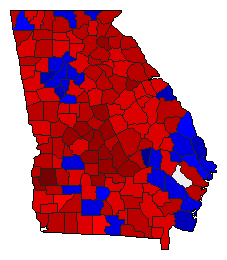 1972 Georgia County Map of Special Election Results for Senator