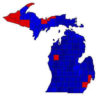 1966 Michigan County Map of Special Election Results for Senator